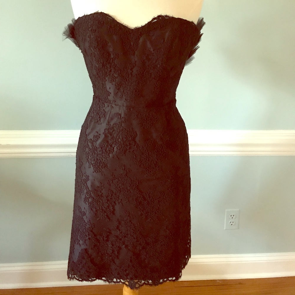 Custom made Black French lace dress with tulle